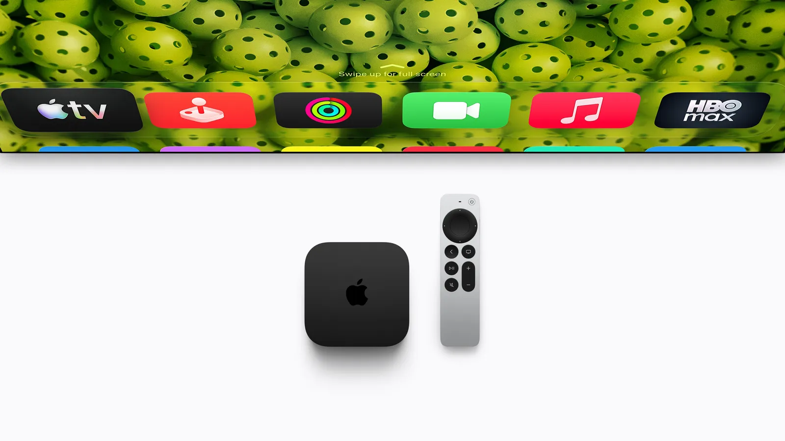 The fourth-generation Apple TV 4K pictured with the Siri Remote