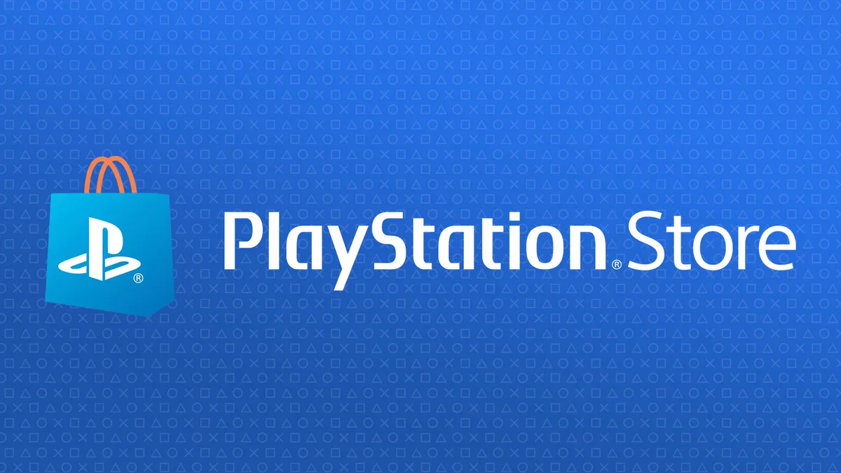 The PlayStation Store logo, a shopping bag with the PlayStation symbol, on a blue background