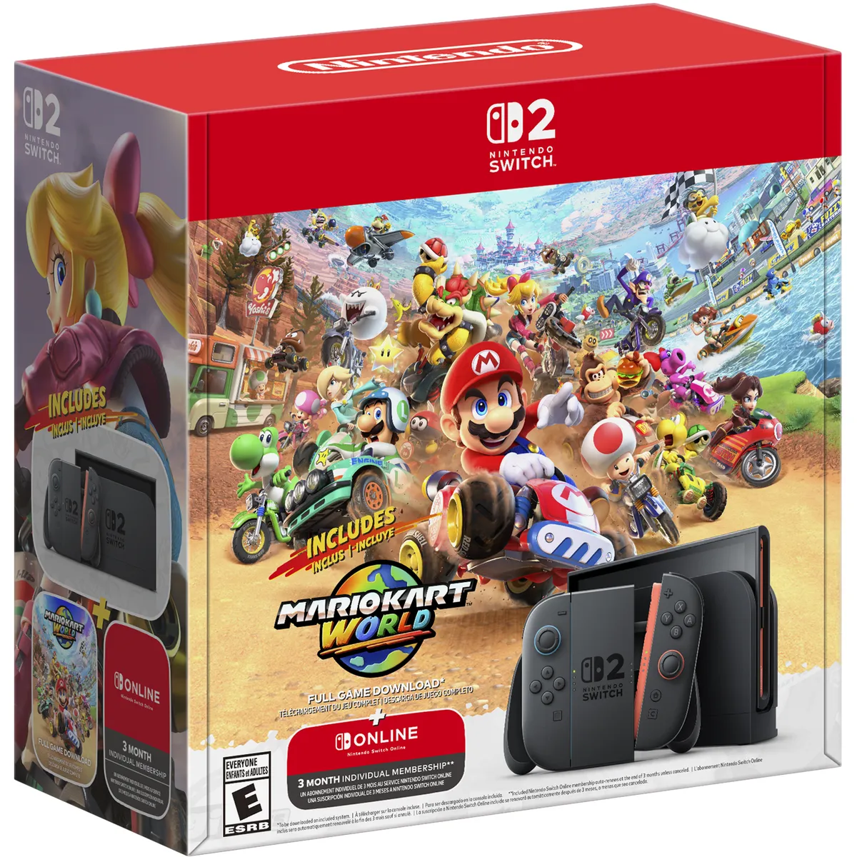 Front of the Nintendo Switch 2 + Mario Kart World Bundle box